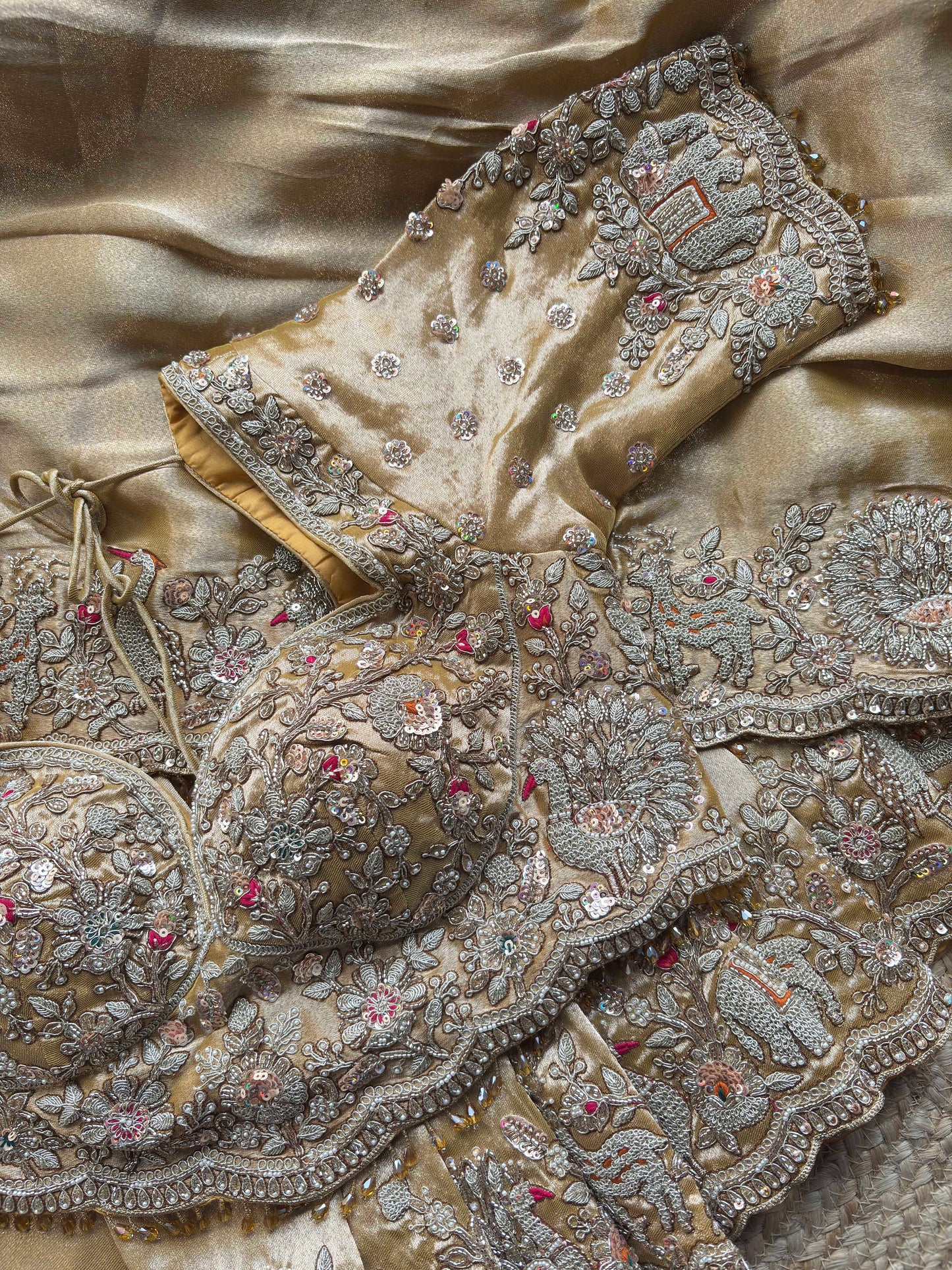 Gold Royal Embroidered Blouse Peacock & Elephant Bridal Design