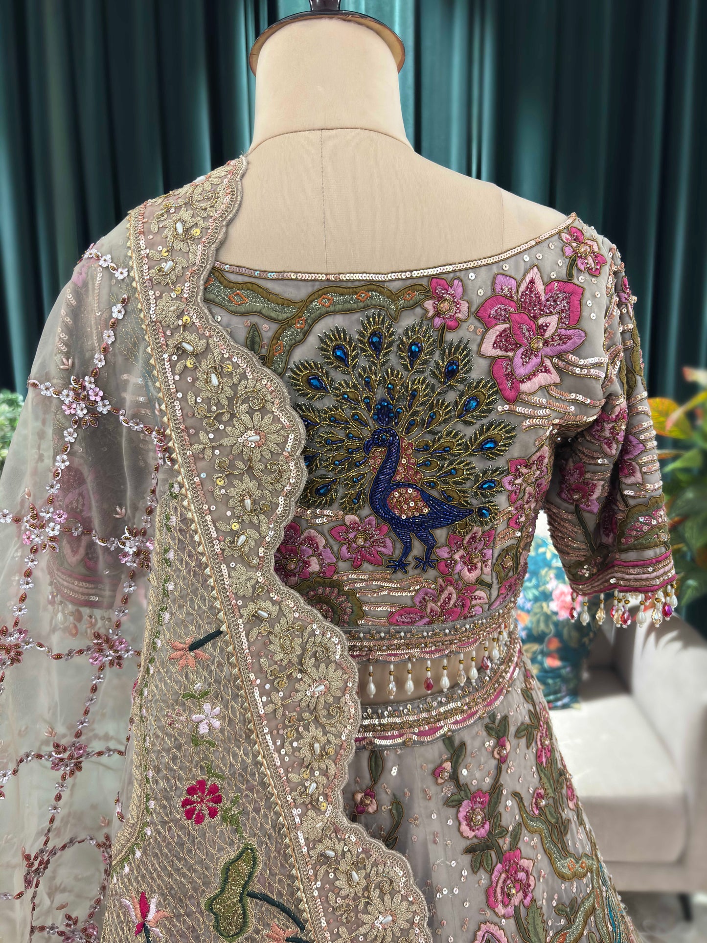 Multicolor Heavy Embroidered Designer Lehenga with Net Dupatta