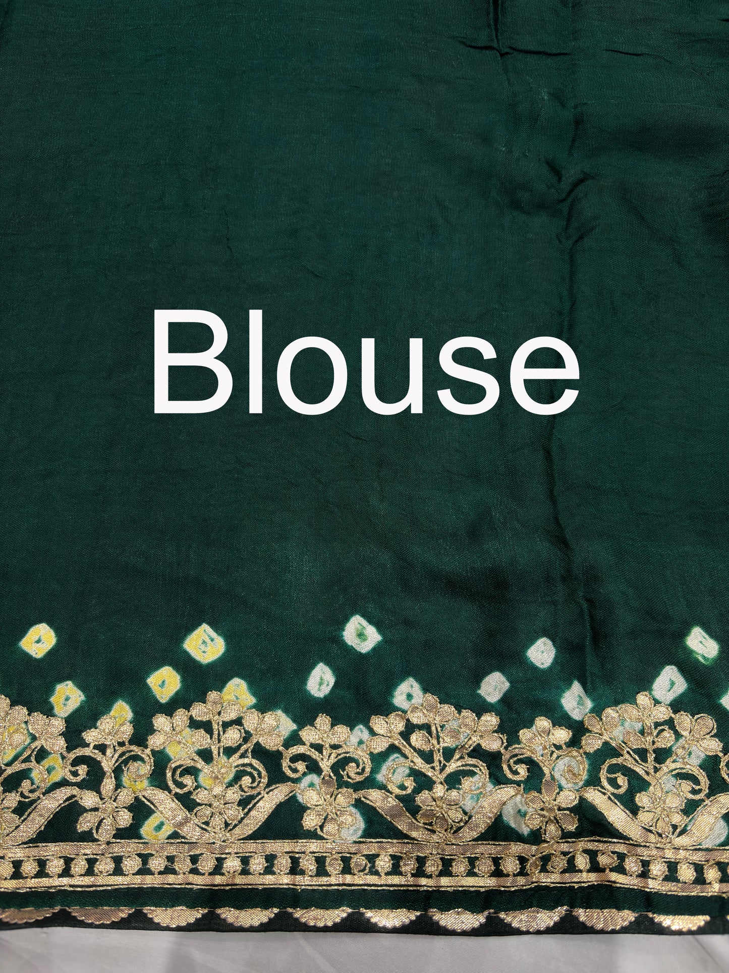 Gajji Silk Green Saree with Golden Floral Embroidery
