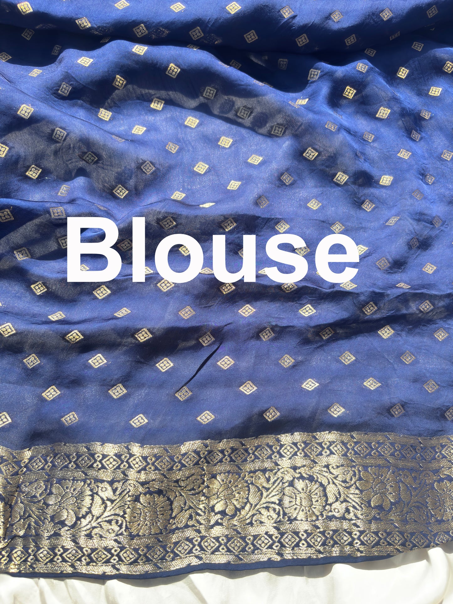 Royal Blue Banarasi Ho Silk Saree with Golden Floral Weaving