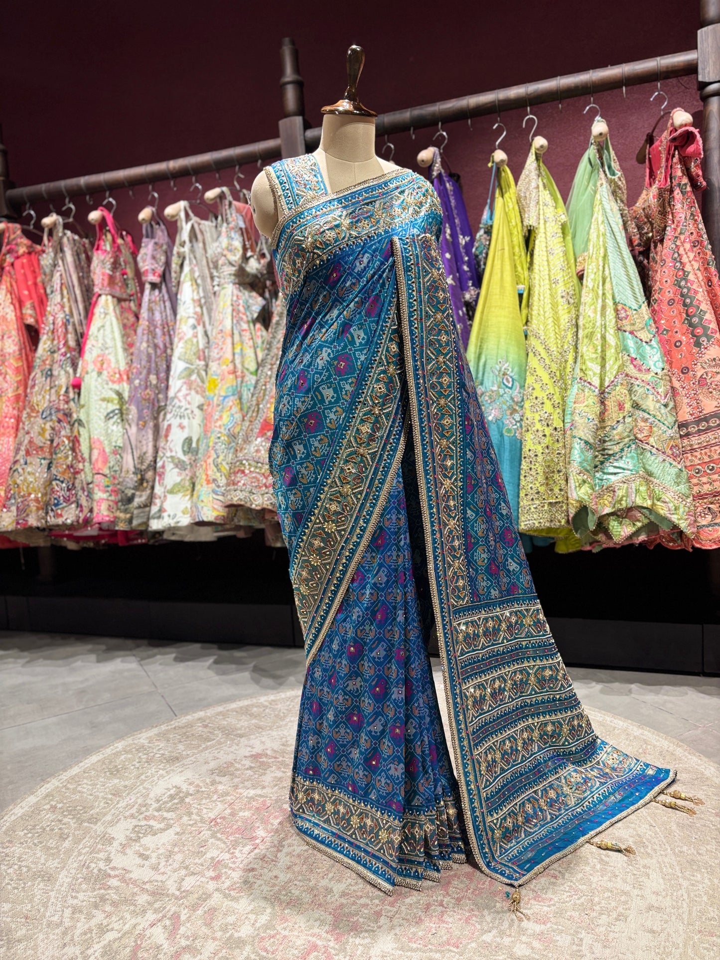 Royal Blue Patola Silk Saree with Rich Zari Border Weave