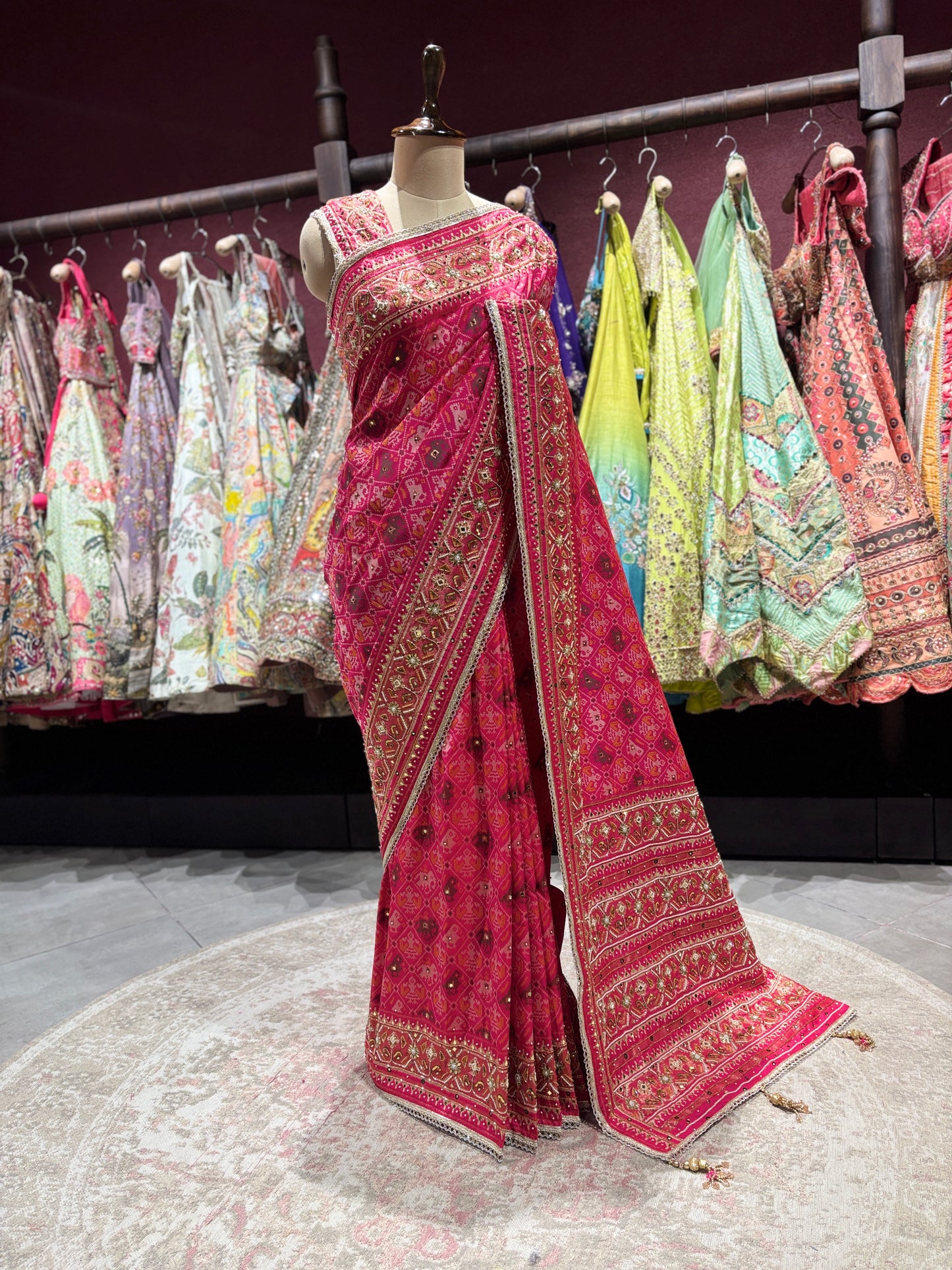 Royal Rani Patola Silk Saree with Rich Zari Border Weave