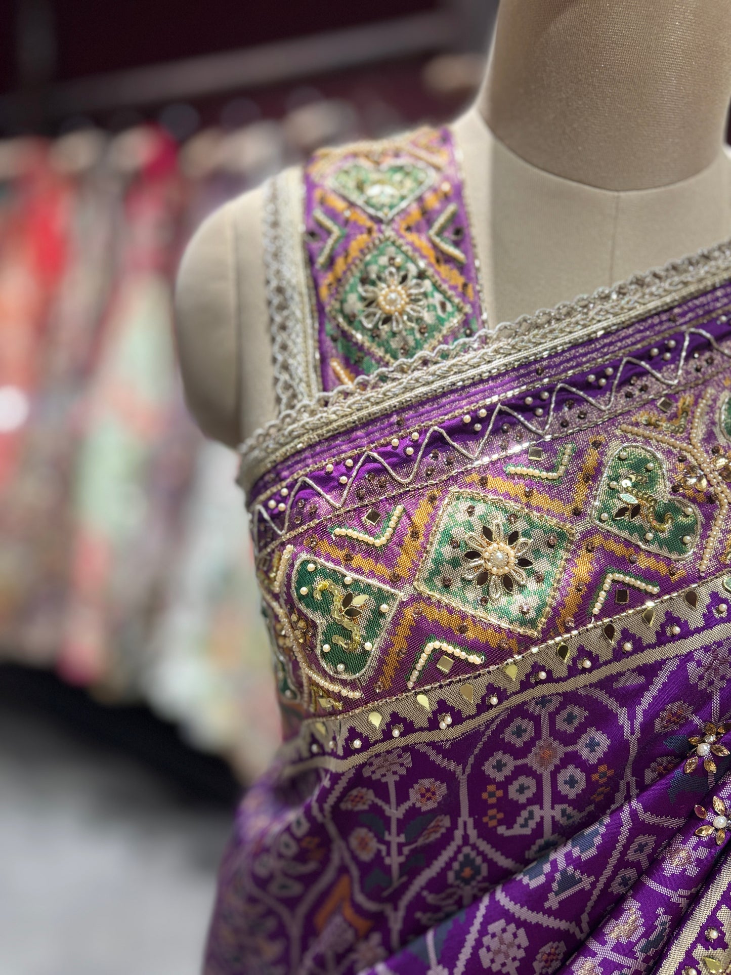 Royal Purple Handcrafted Embroidered Designer Silk Saree