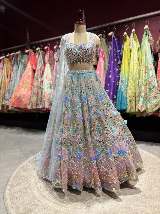 Multicolour Embroidered Grand Lehenga With Designer Blouse