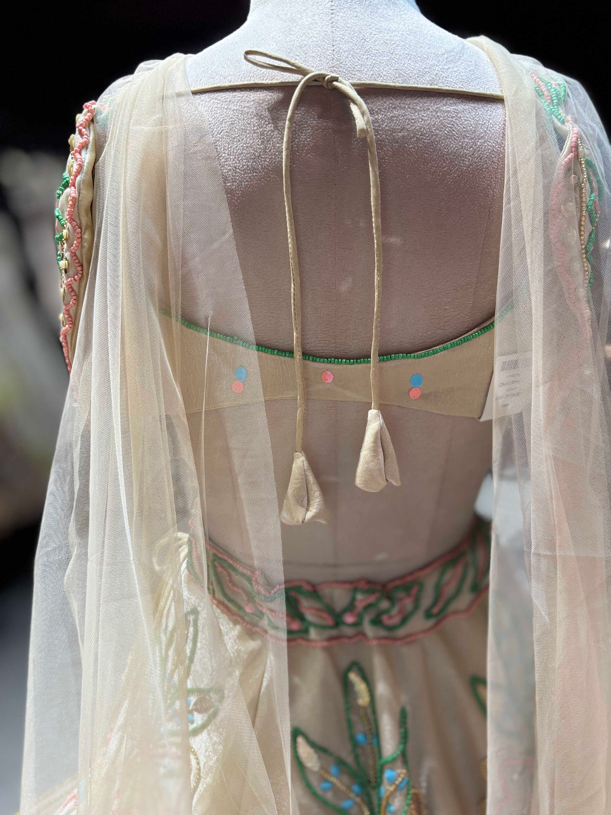Ivory Multicolor Botanical Embroidered Lehenga Designer Blouse