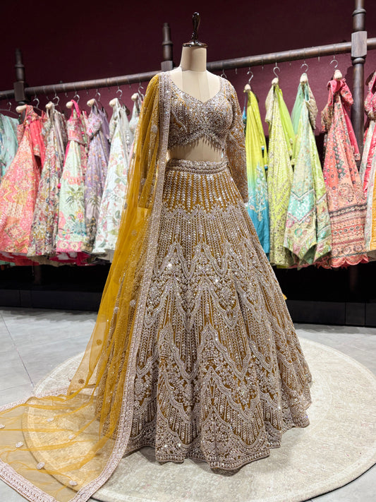Yellow Heavy Embroidered Non Bridal Lehenga Choli with Dupatta