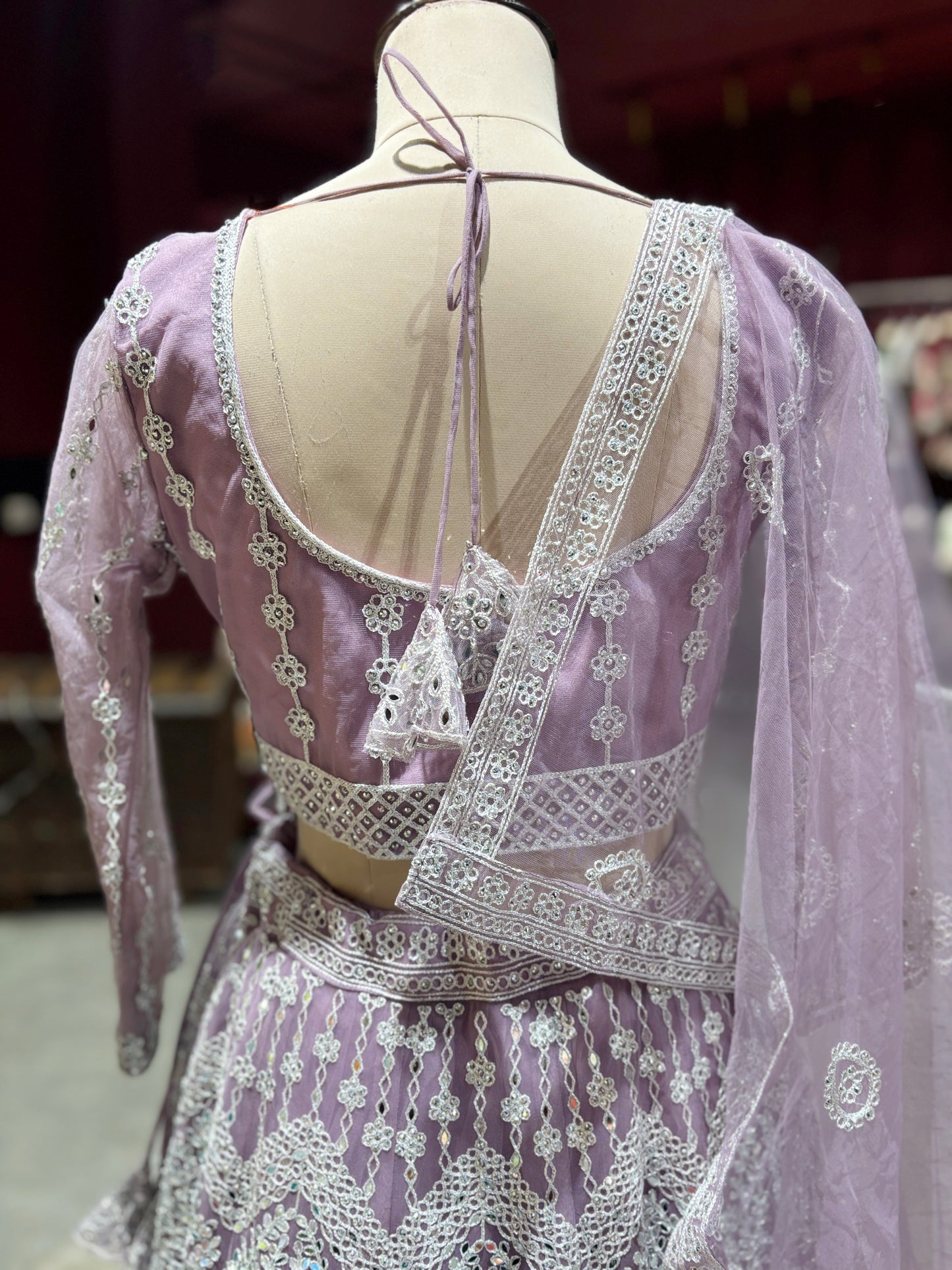 Lavender Silver Embroidered Party Wear Lehenga Choli with Dupatta