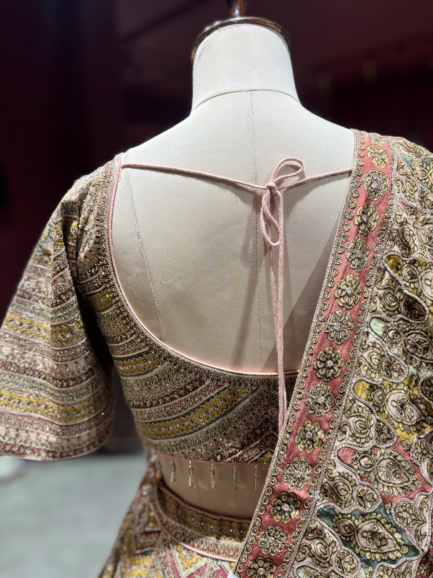 Beige Multi-Color Embroidered Designer Lehenga Choli with Dupatta