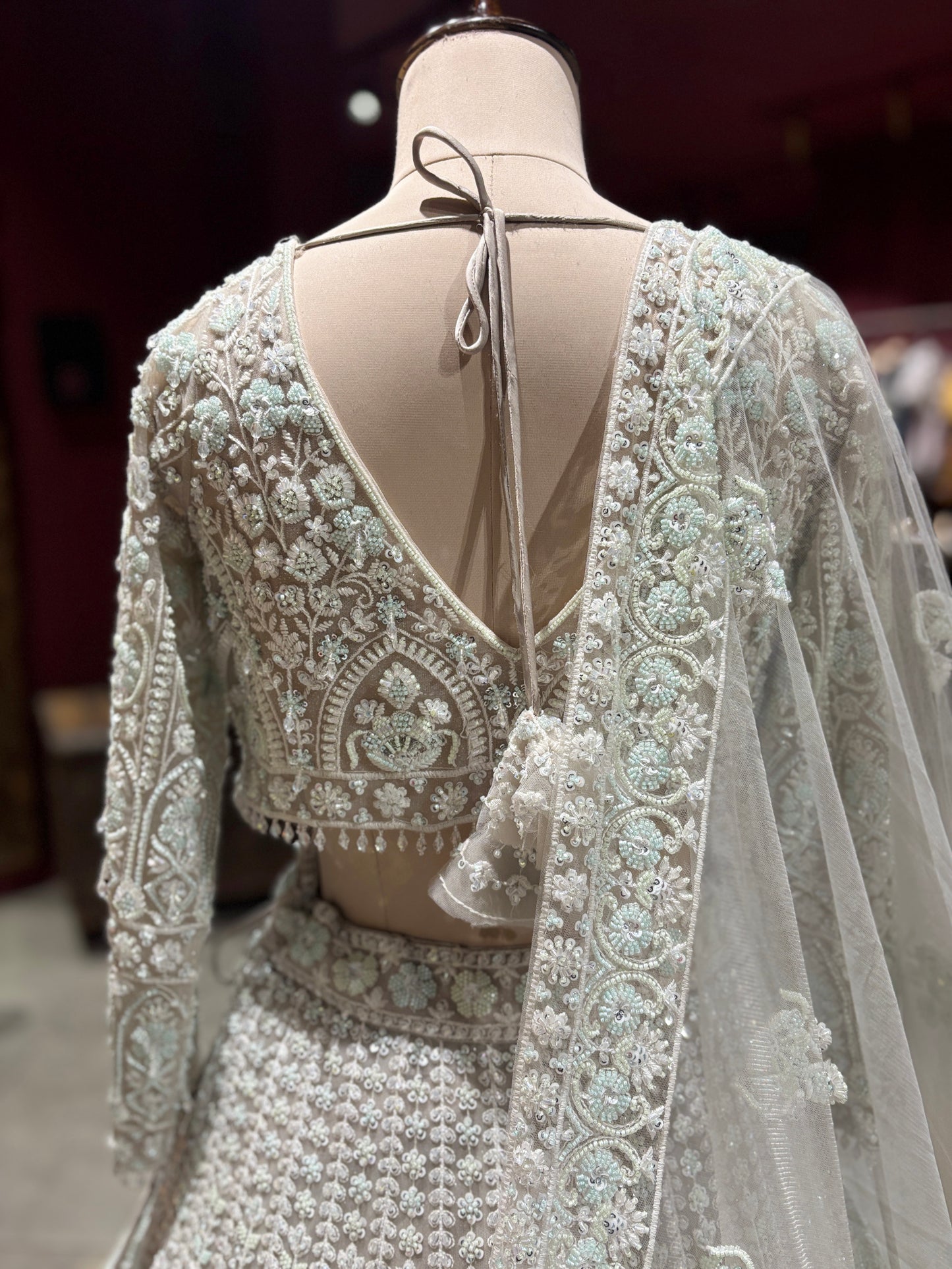 Grey Heavy Embroidered DesignerLehenga with Net Dupatta