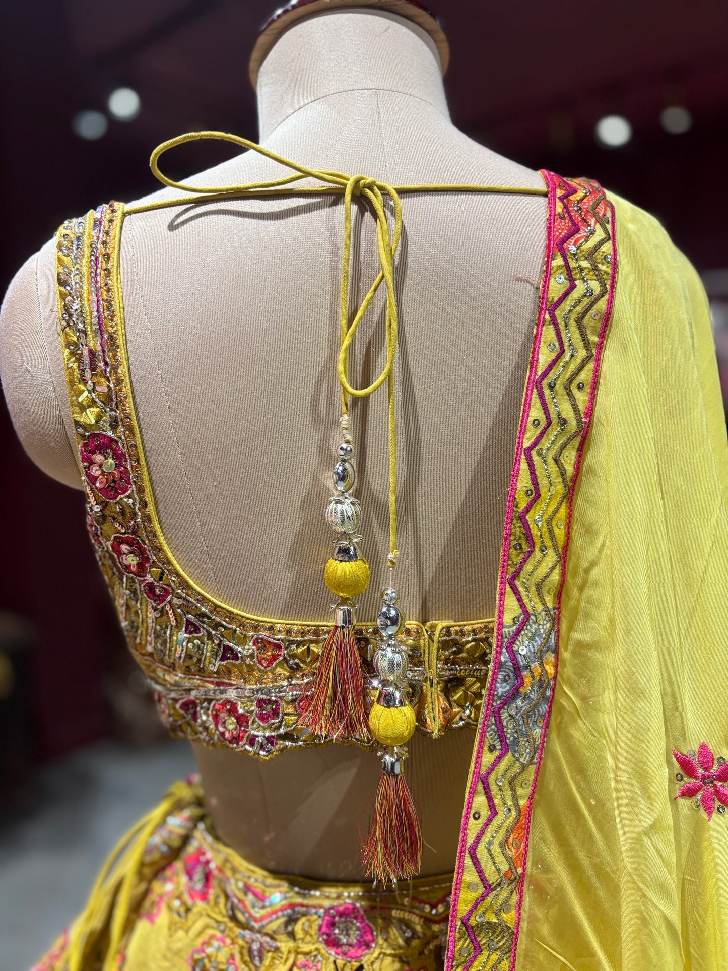 Mustard Yellow Floral Embroidered Festive Lehenga Choli with Dupatta