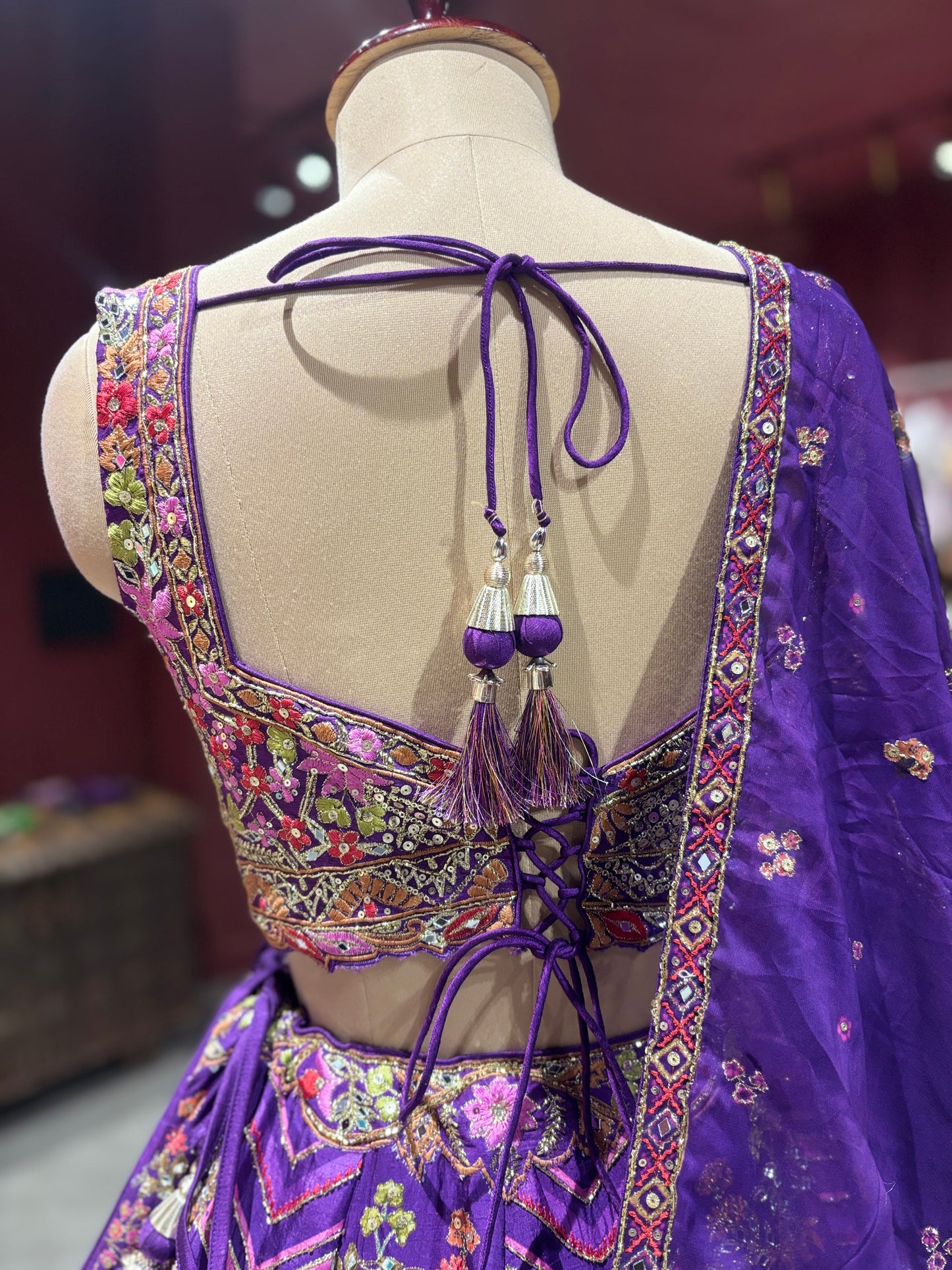 Royal Purple Multi-Color Embroidered Designer Lehenga Choli with Dupatta