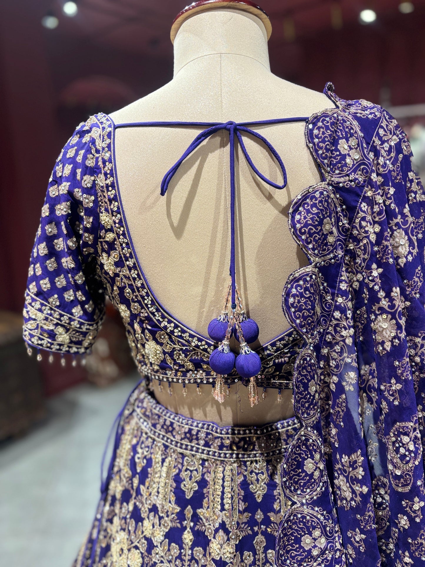 Royal Purple Heavy Zari Embroidered Lehenga Set