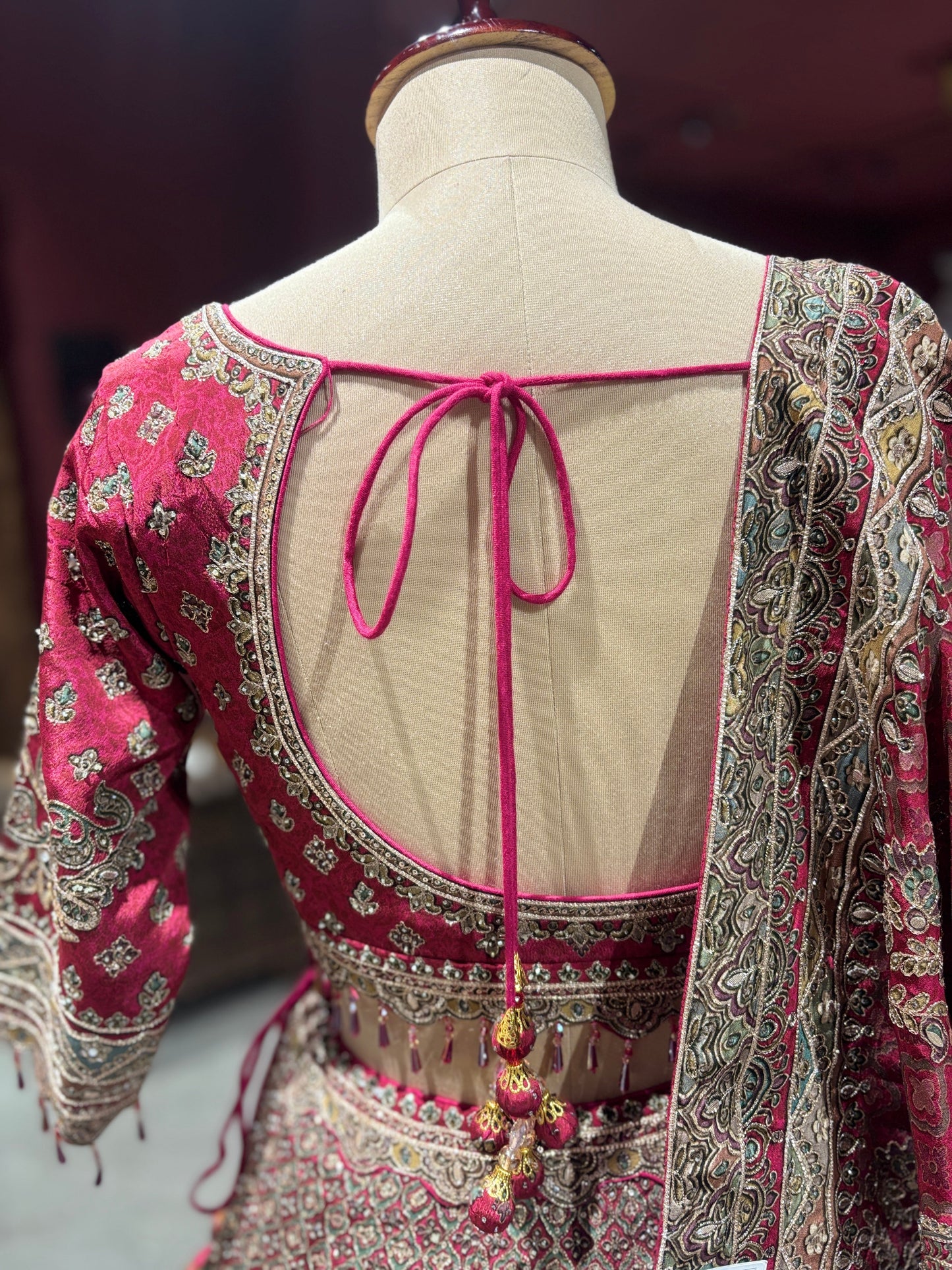 Rani Pink Heavy Zari Embroidered Designer Lehenga Set