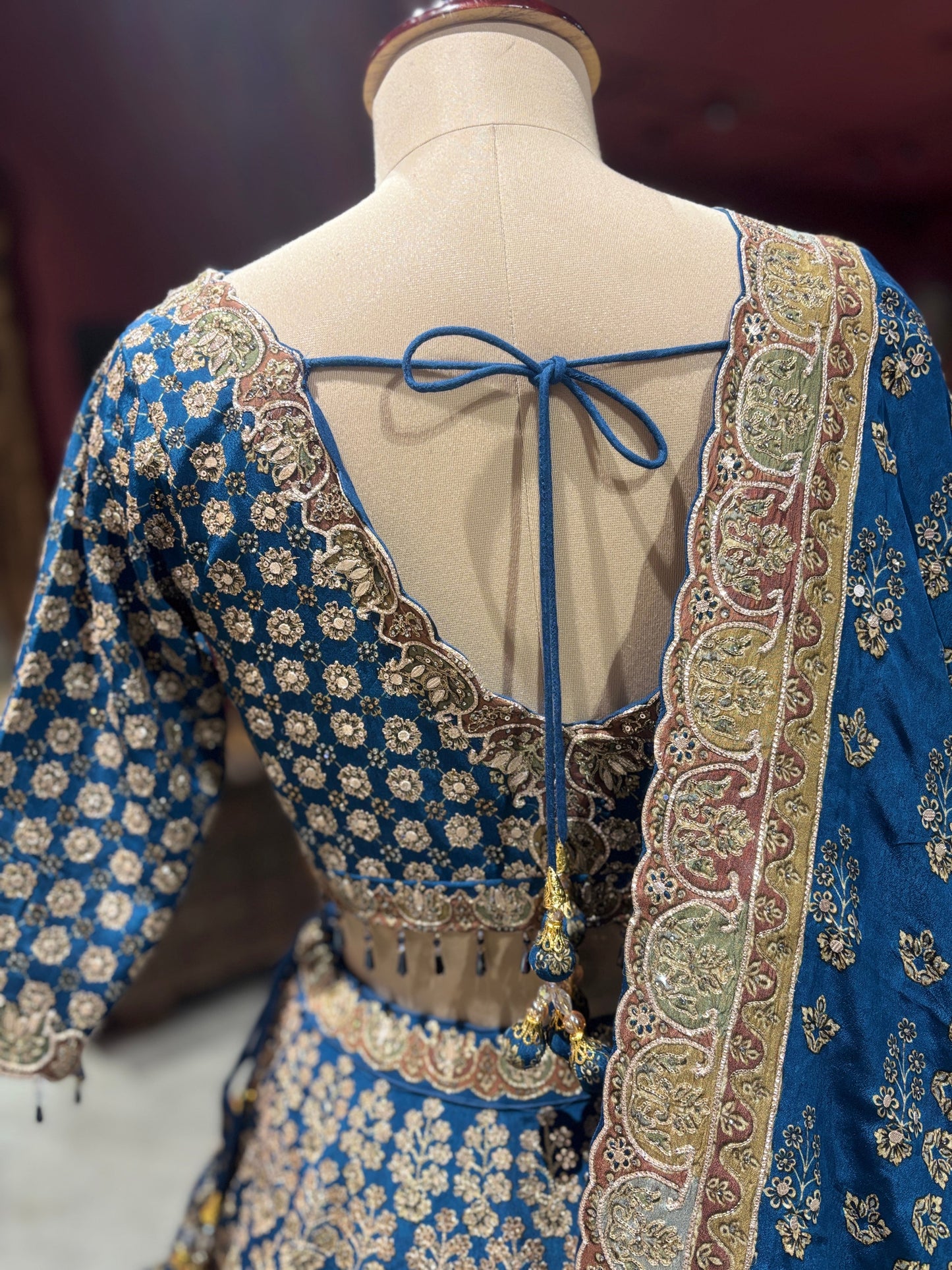 Royal Blue Heavy Zari Embroidered Designer Lehenga Set