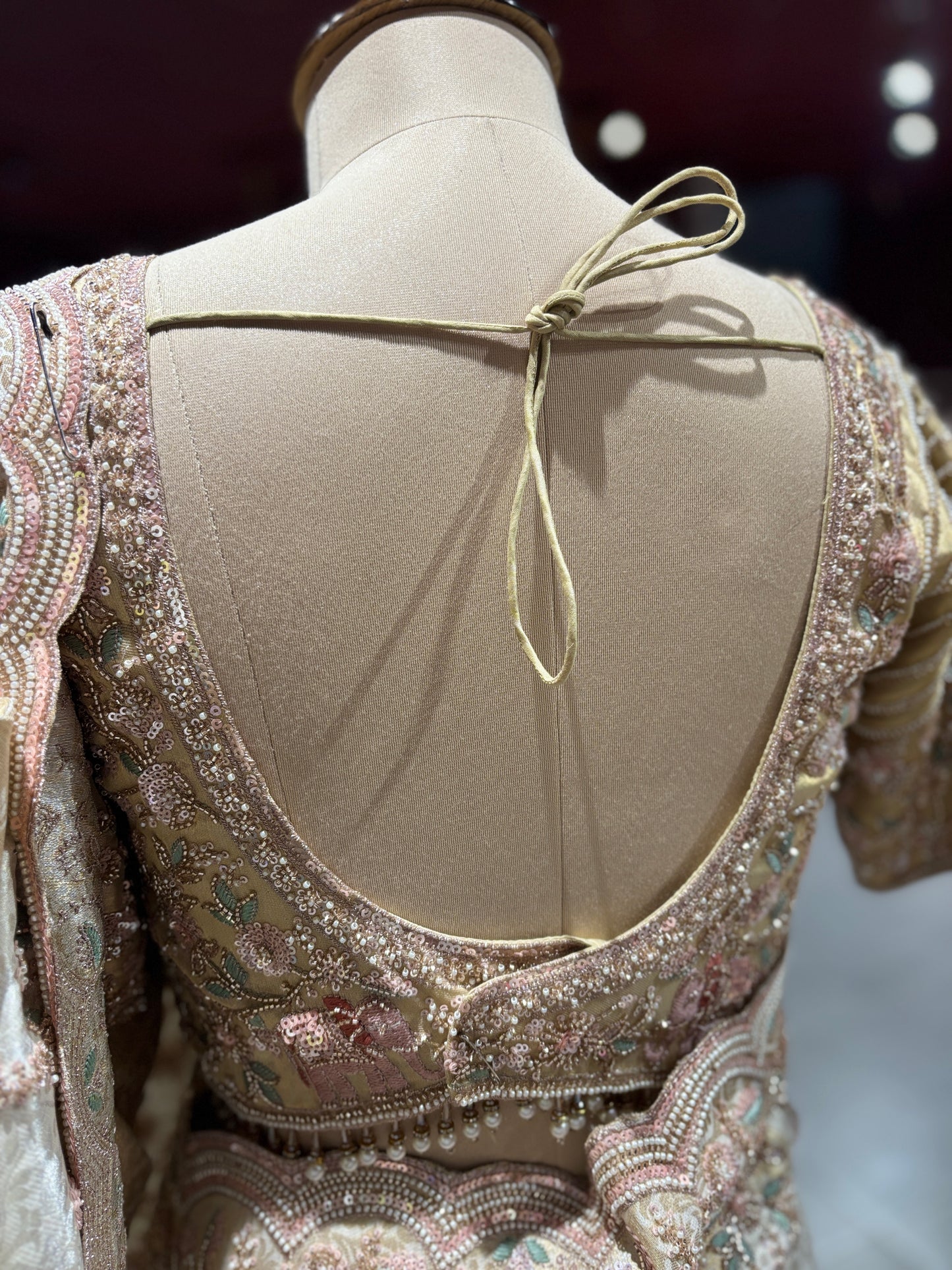 Golden Beige Designer Zari Embroidered Designer Saree