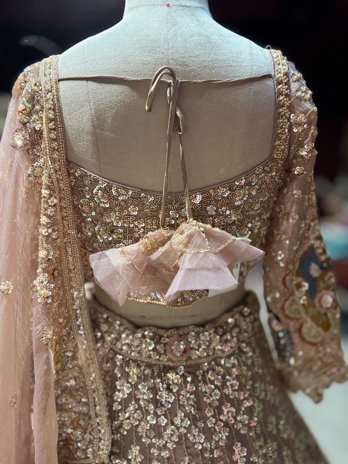 Dusty Rose Peacock Embellished Non Bridal Designer Lehenga Set