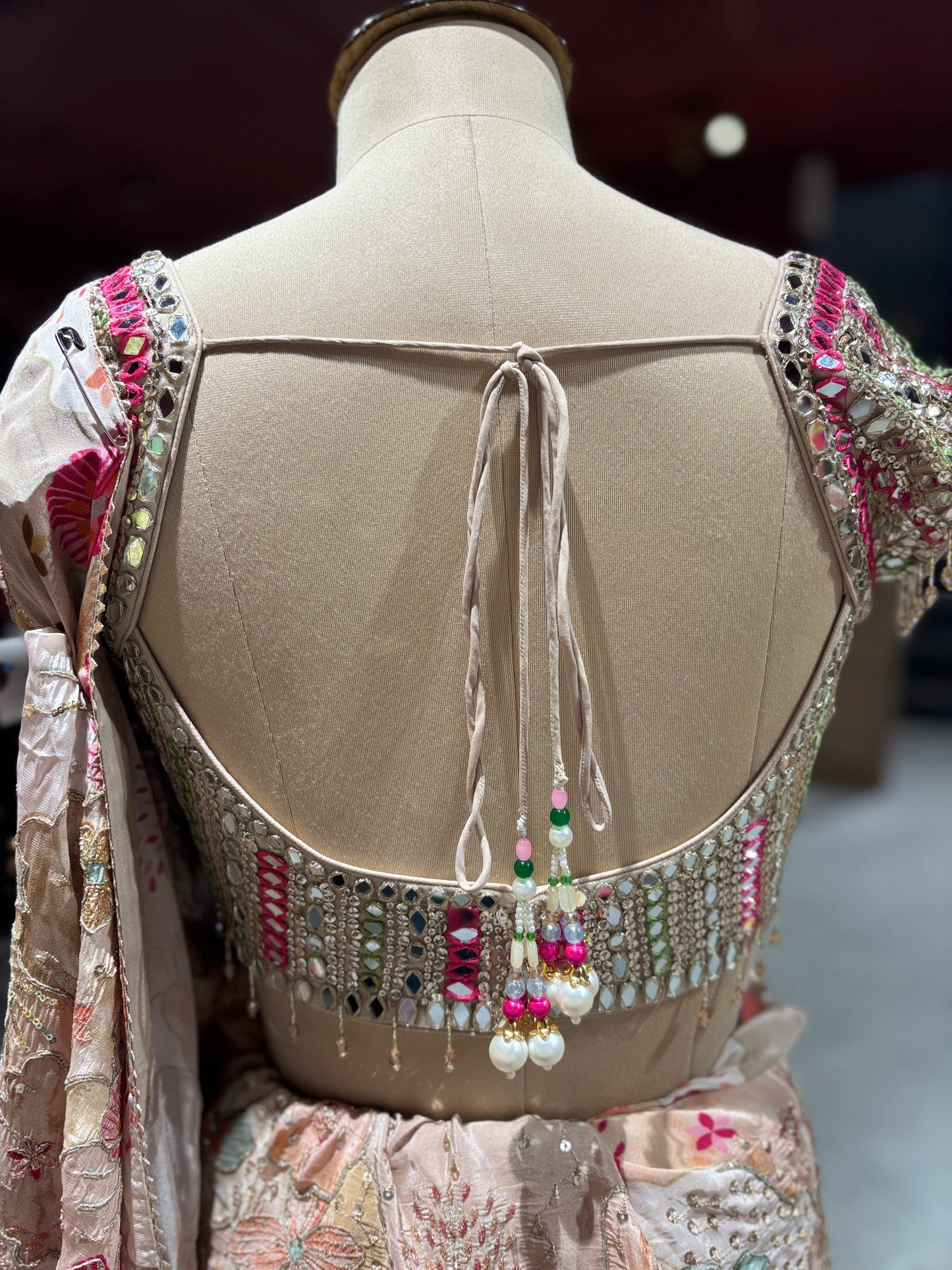 Grand Pastel Beige Floral Embroidered Designer Saree