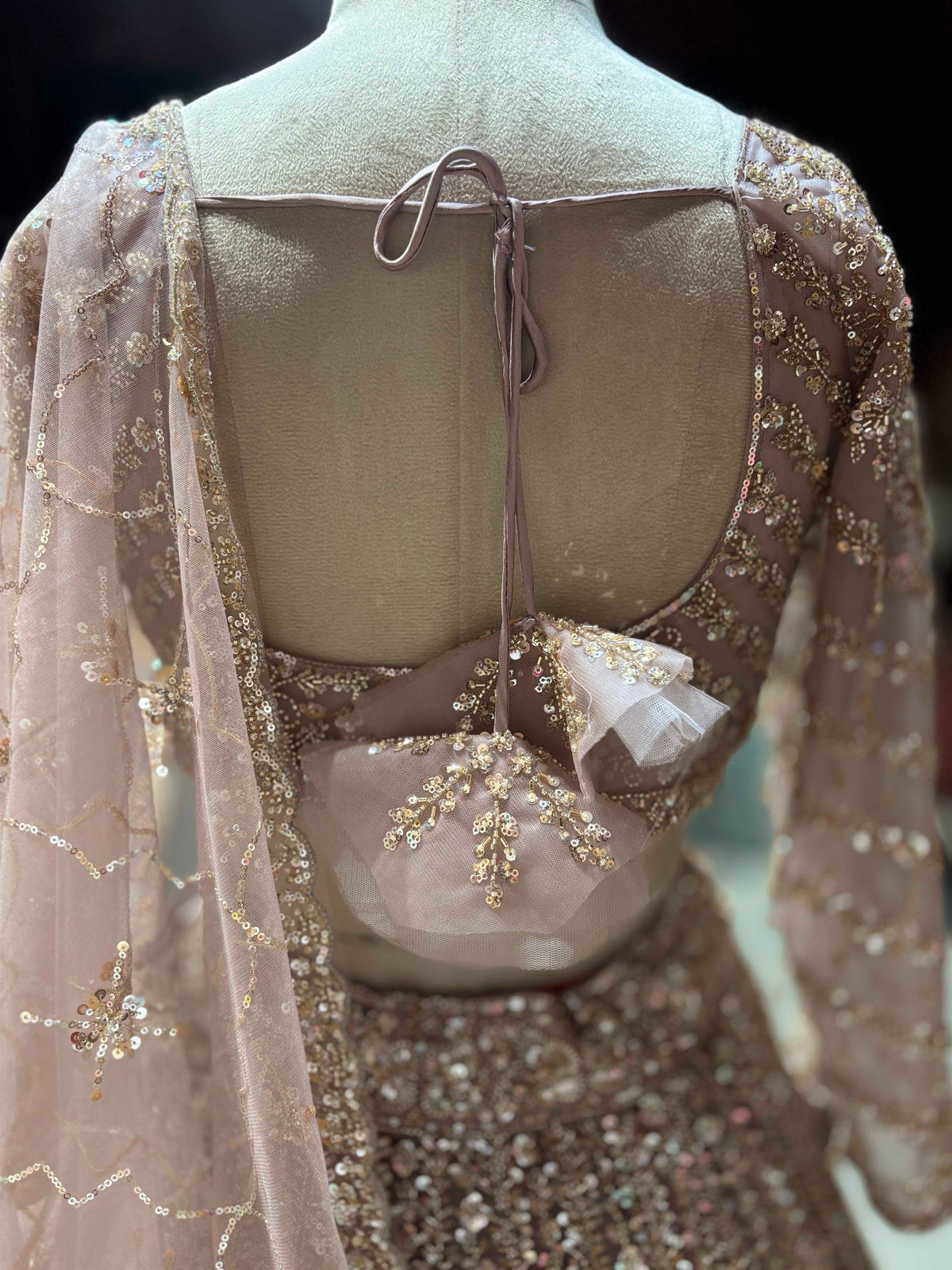 Blush Mauve Rose Gold Embroidered Non Bridal Lehenga Set