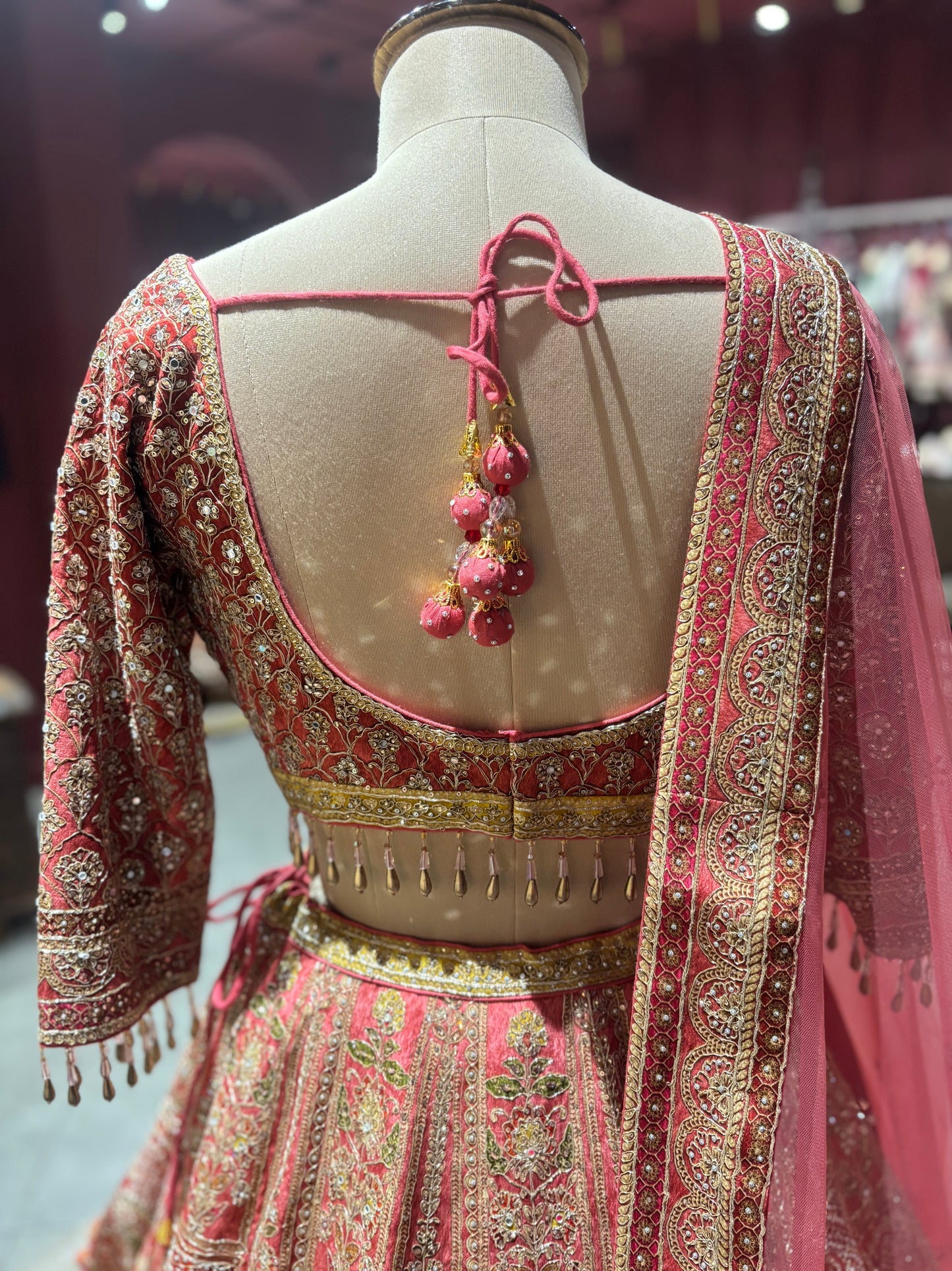 Royal Red Heavy Embroidered Bridal Lehenga with Net Dupatta