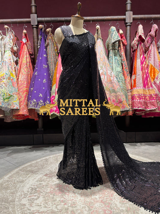 Glamorous Sequin Evening Designer Saree