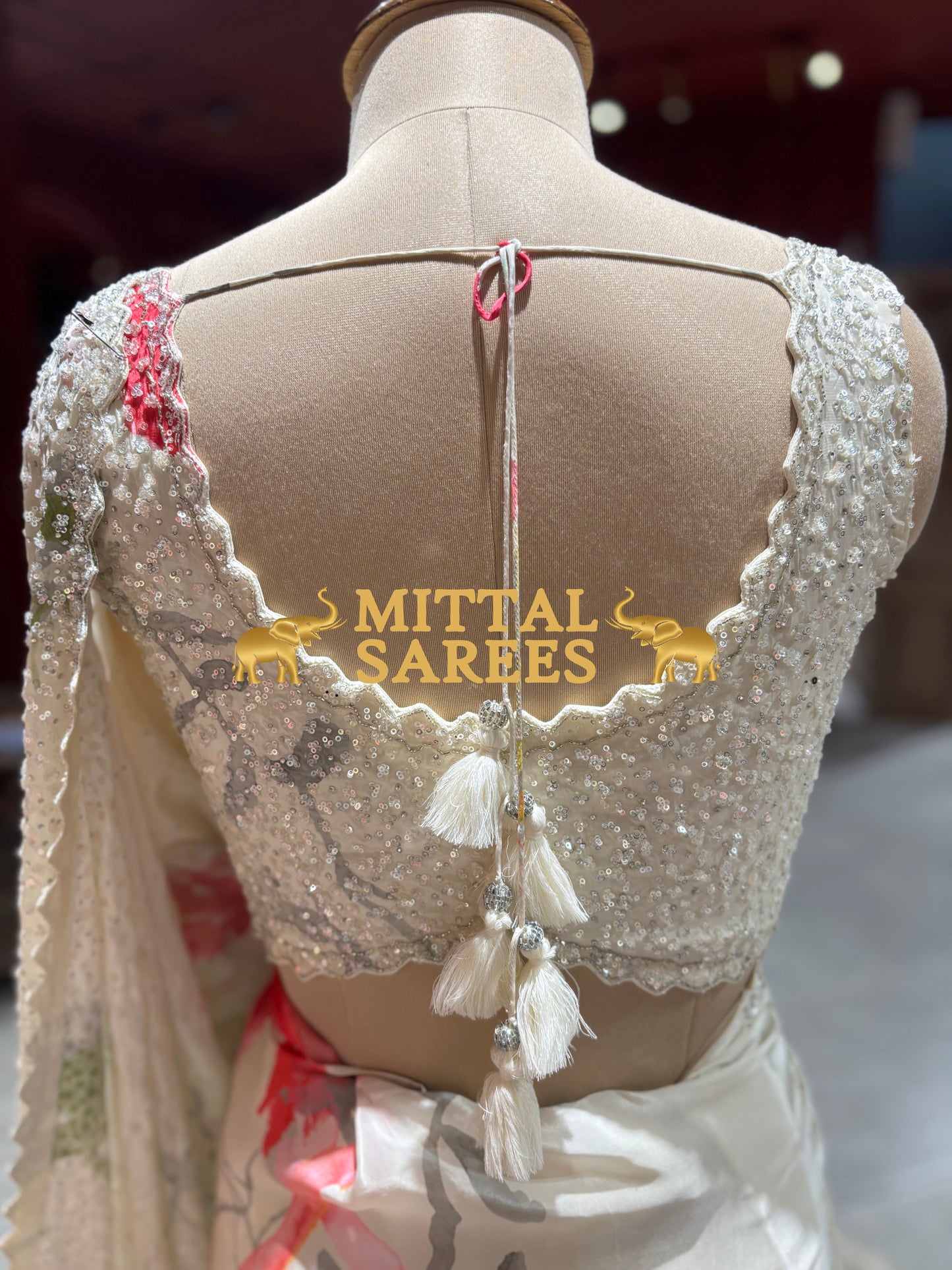 Elegant Floral Sequin Embroidered Designer Party Wear Saree