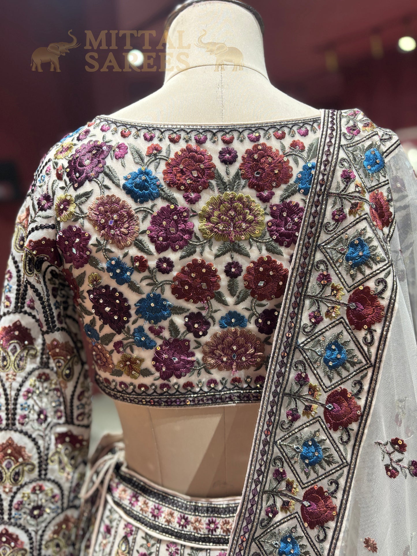 Ivory Multicolour Embroidered Bridal Lehenga Set