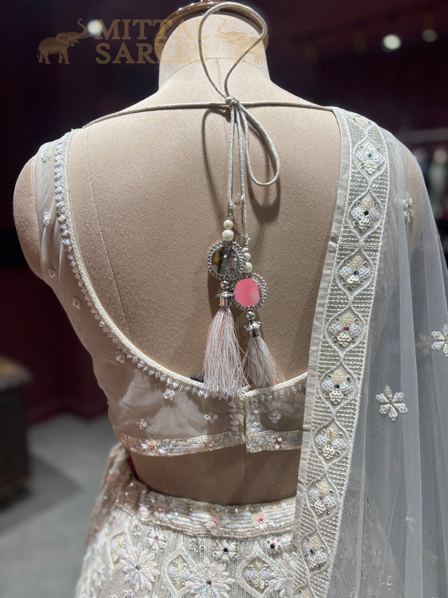 Ivory Silver Heavy Embroidered Bridal Lehenga Set