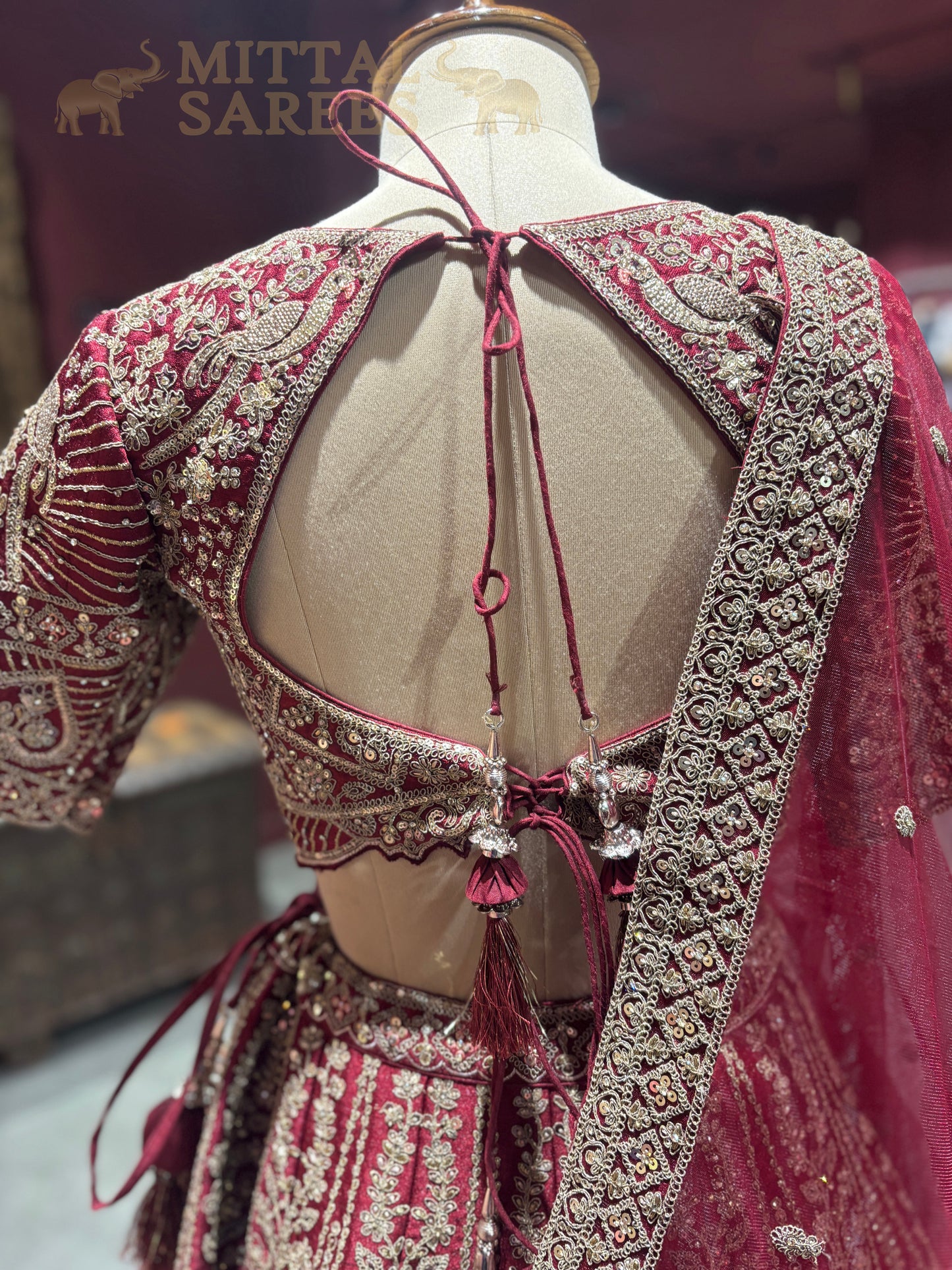Maroon Heavy Zari Embroidered Bridal Lehenga Set