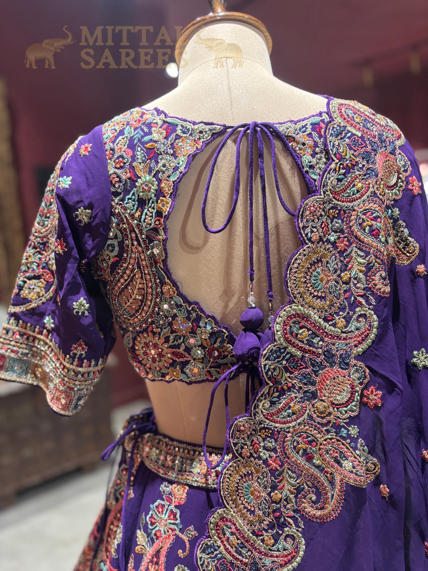 Deep Purple Heavy Embroidered Bridal Lehenga