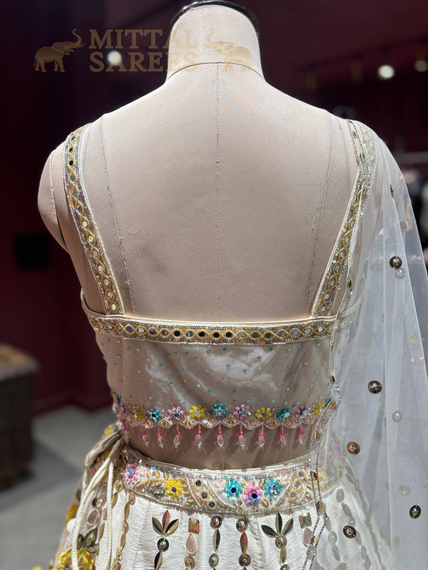 Pastel Ivory Floral Embroidered Lehenga Set