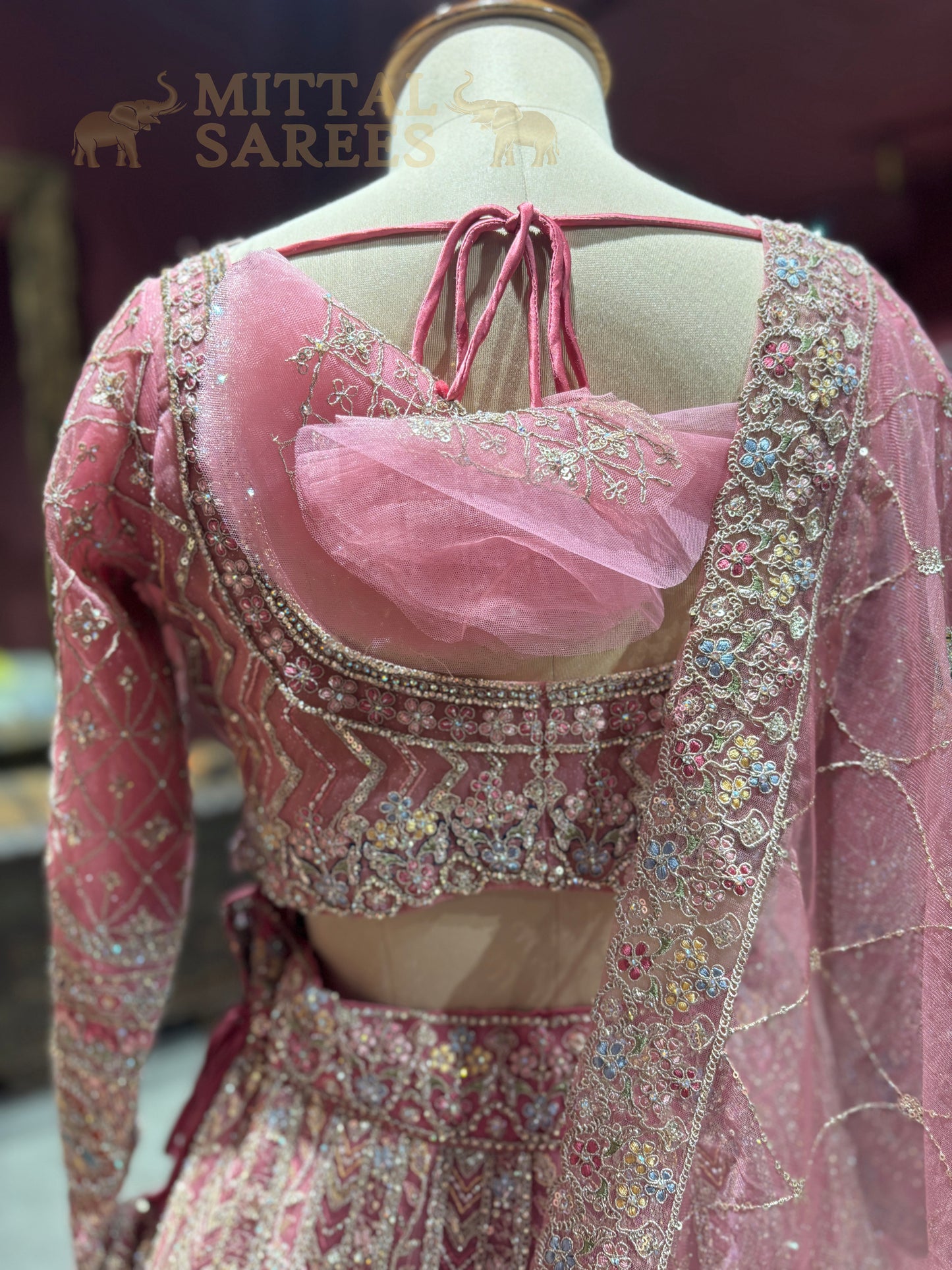 Dusty Rose Heavy Embroidered Bridal Lehenga
