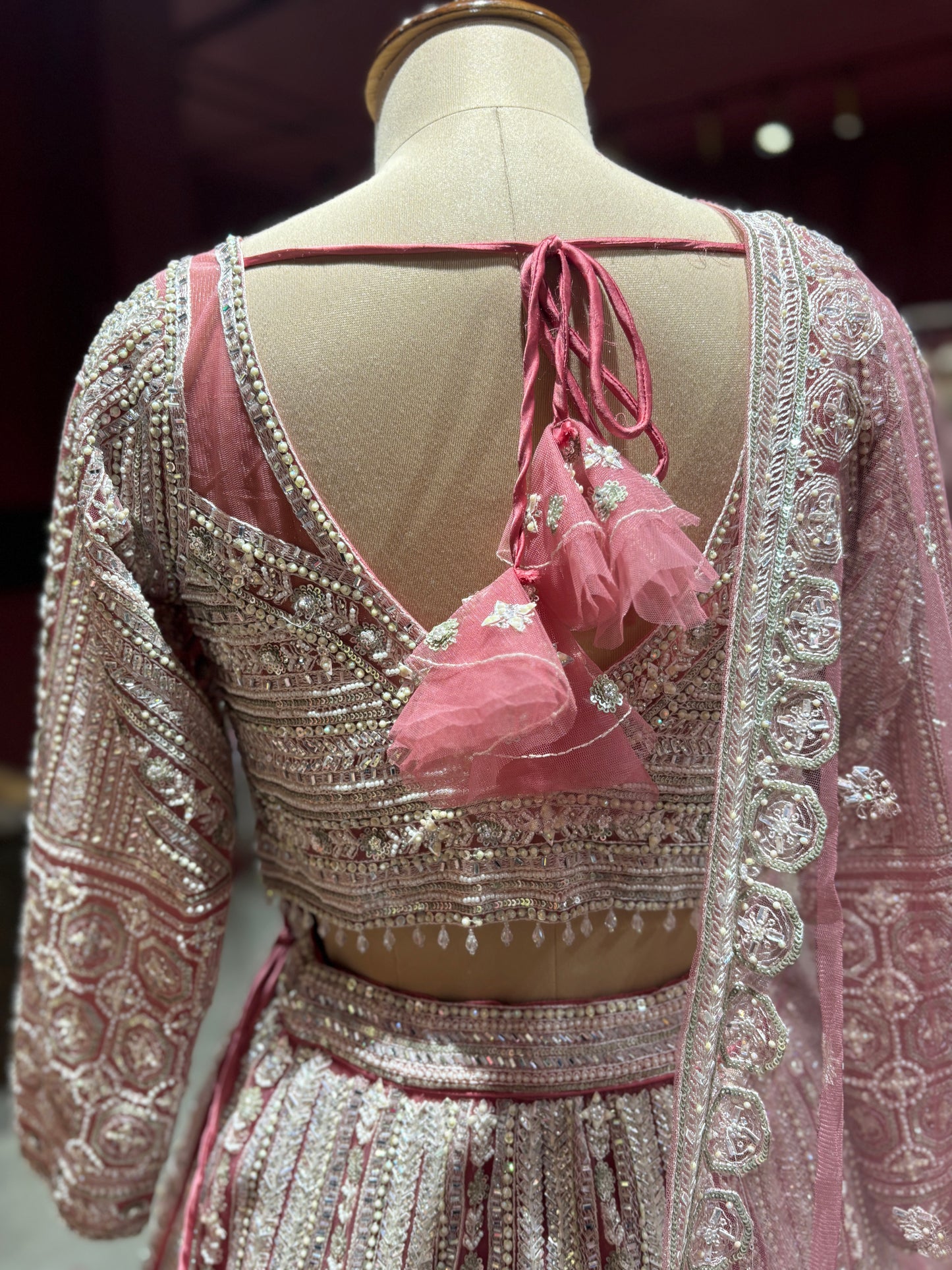 Pink Colour Lehenga with Pearl & Sequins Work
