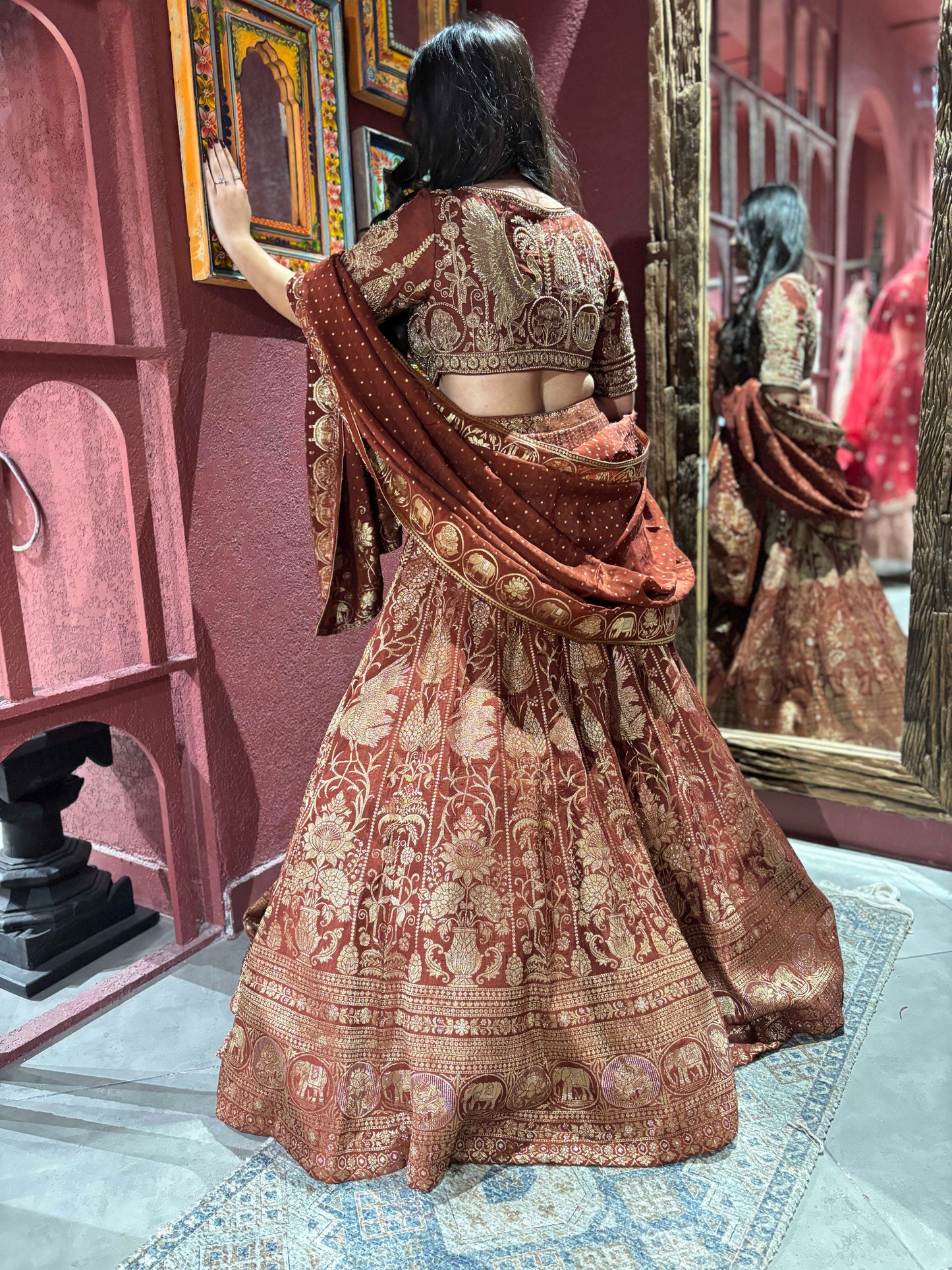 Grand Designer Embroidered Lehenga with Elephant Motif Hemline