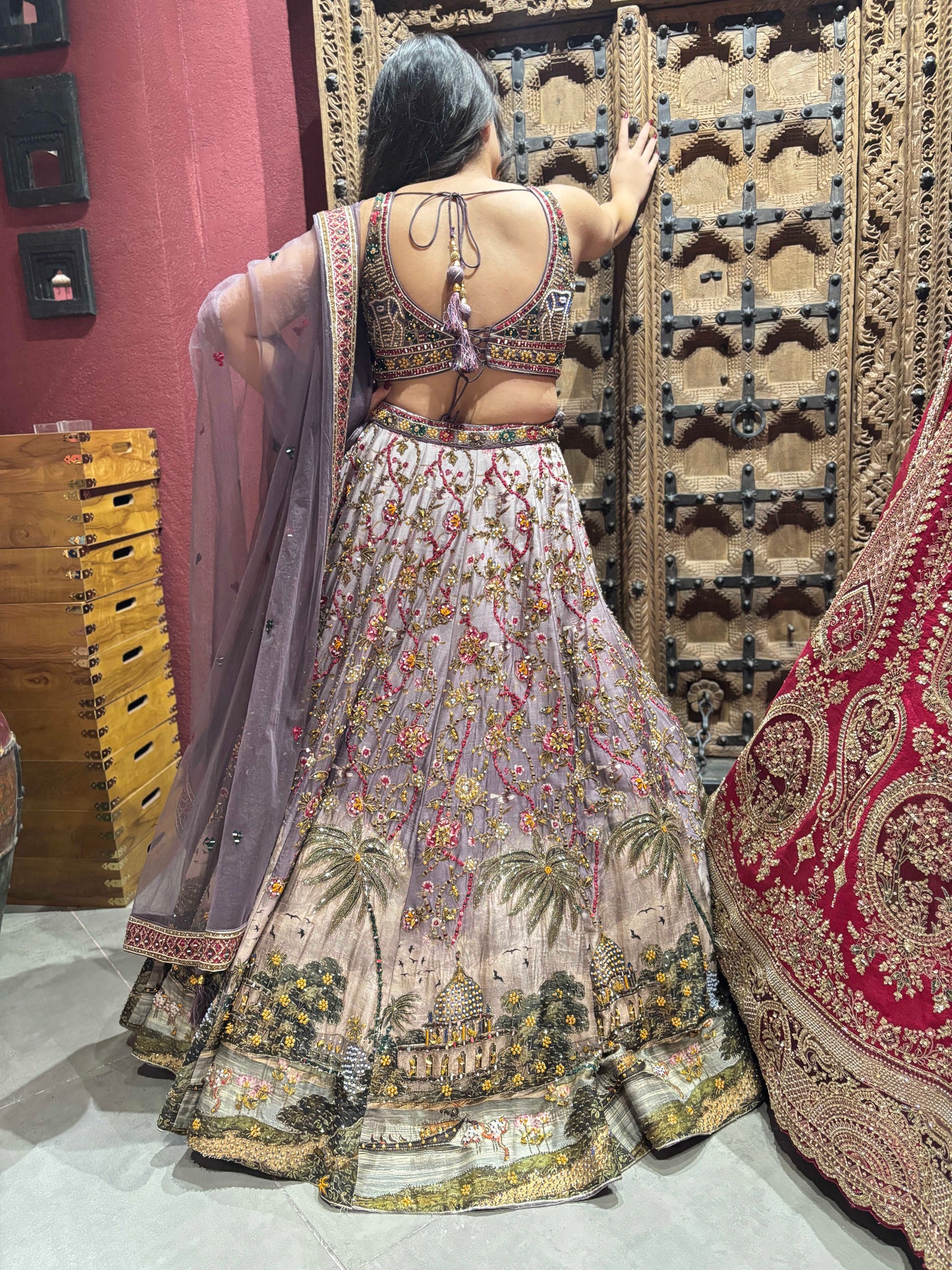 Multi-Colour Lehenga with Miror & Multi Resham Work