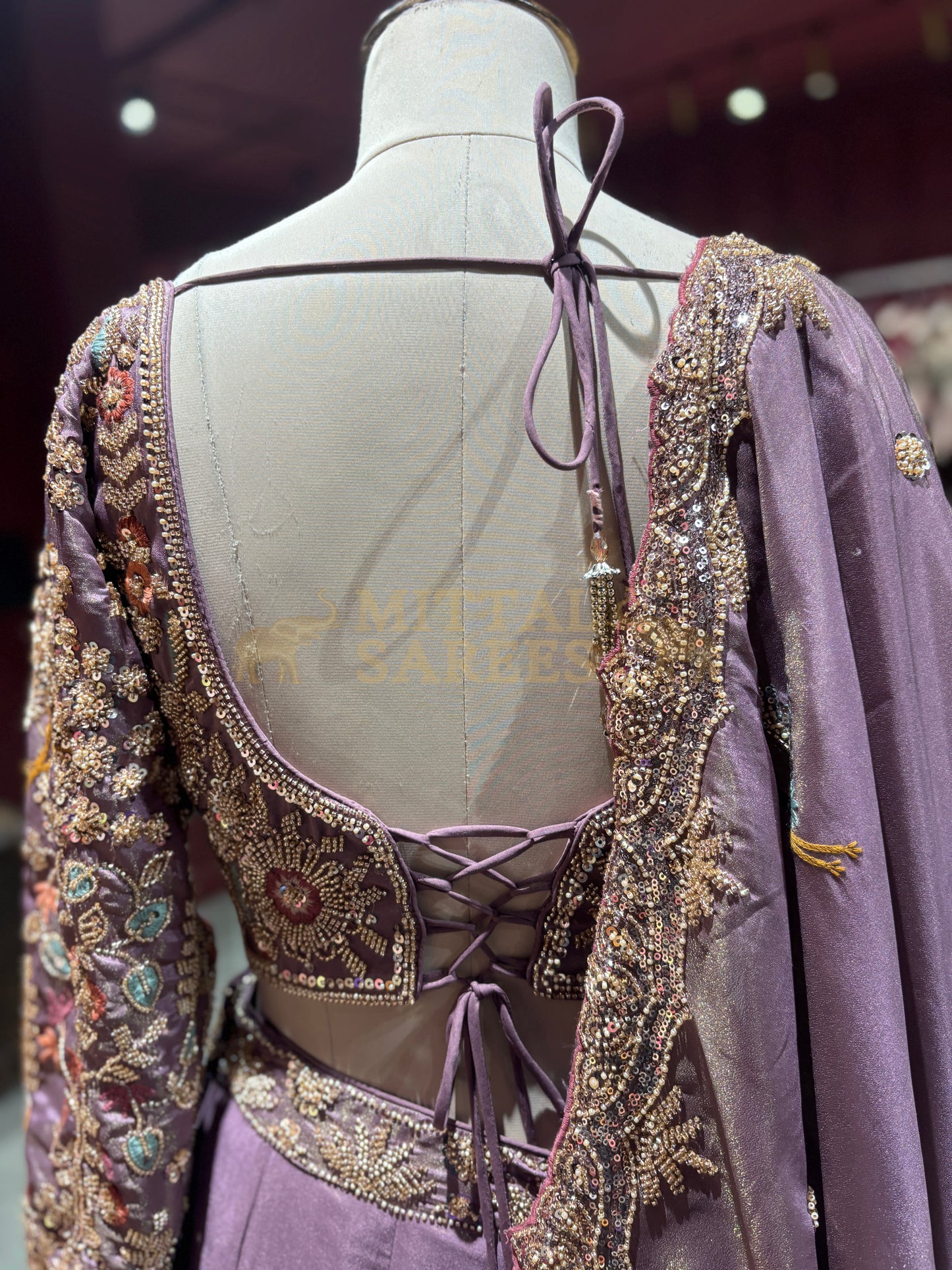 Mauve Purple Embroidered Bridal Lehenga