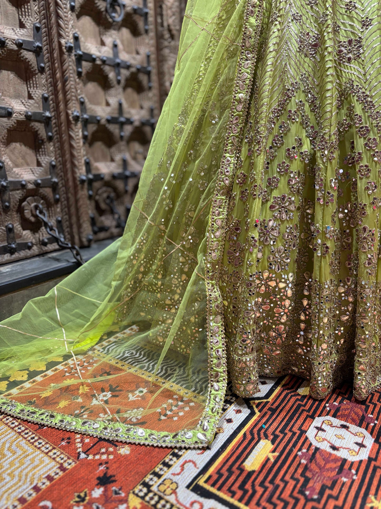 Indian Lehenga with Exquisite Embroidery and Ornate Detailing