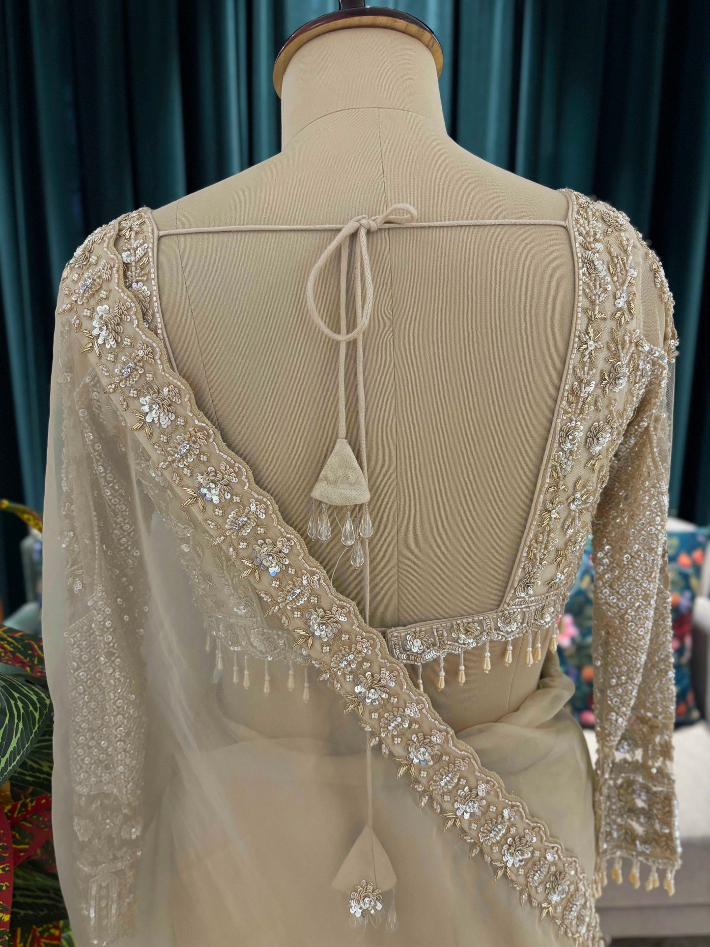 Champagne Gold Saree with Heavy Embroidery Border