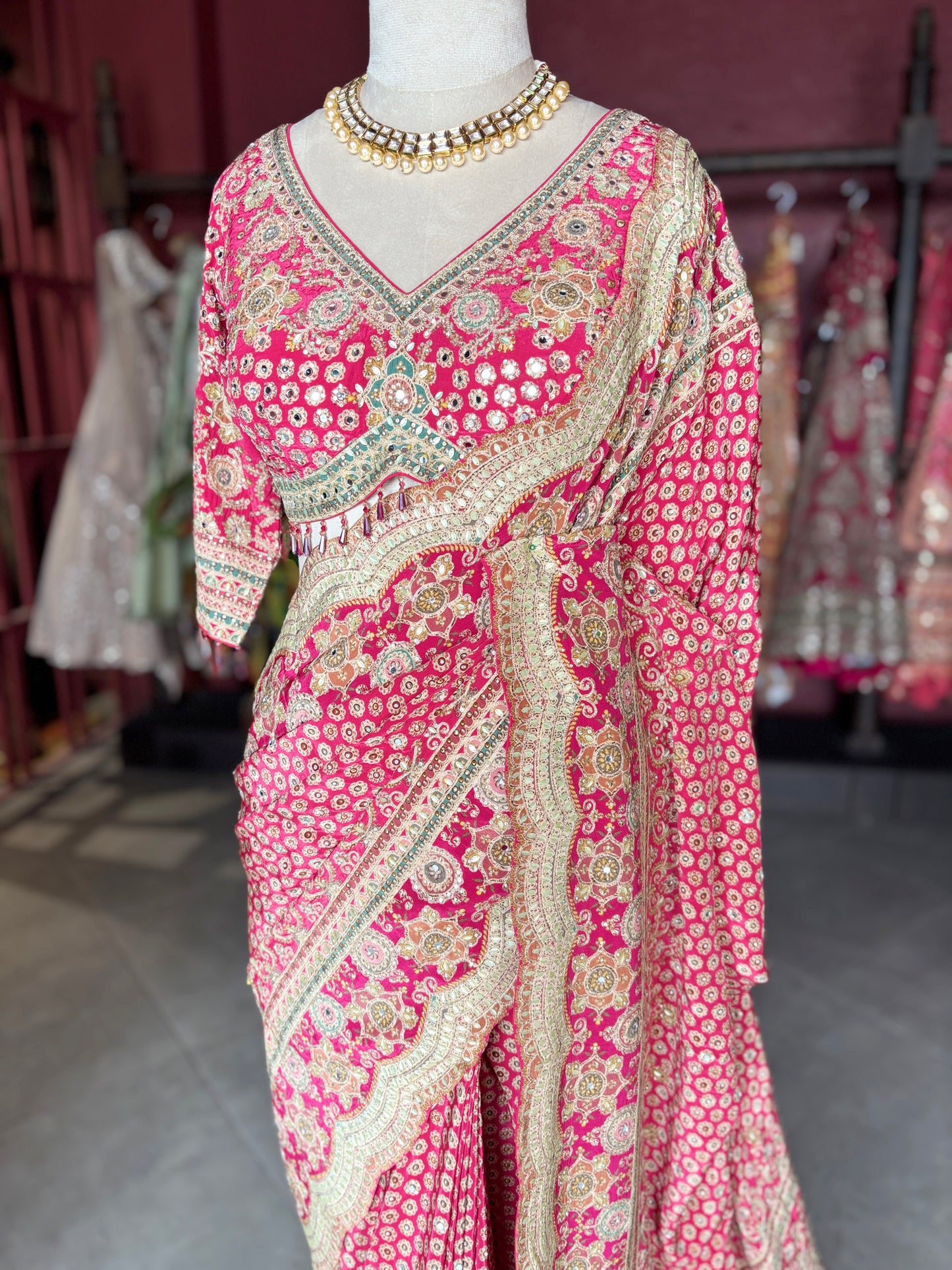 Banarasi Designer Saree with Golden Border and Embroidered Blouse