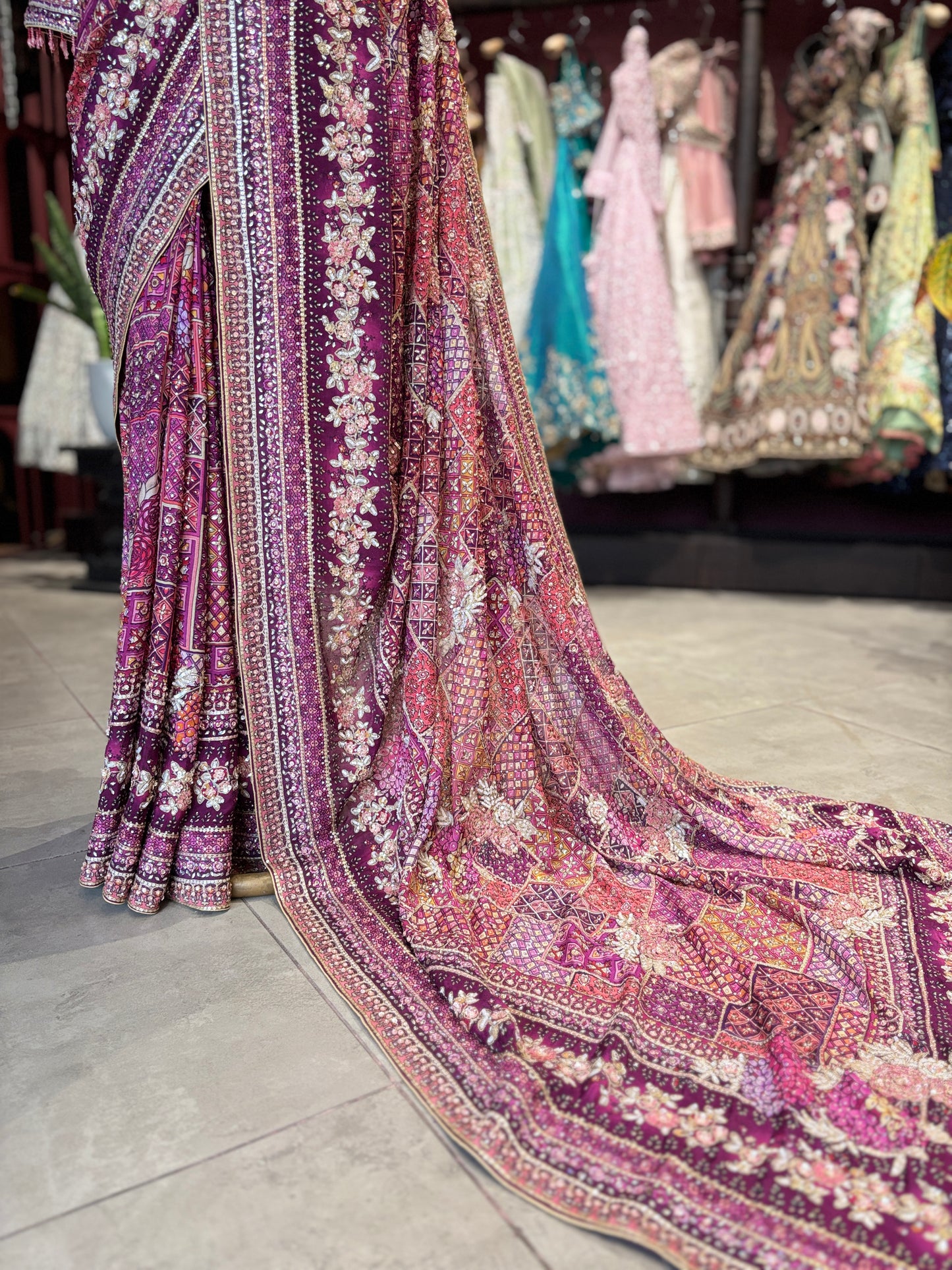 Heritage Designer Saree with Embroidered Border and Matching Blouse