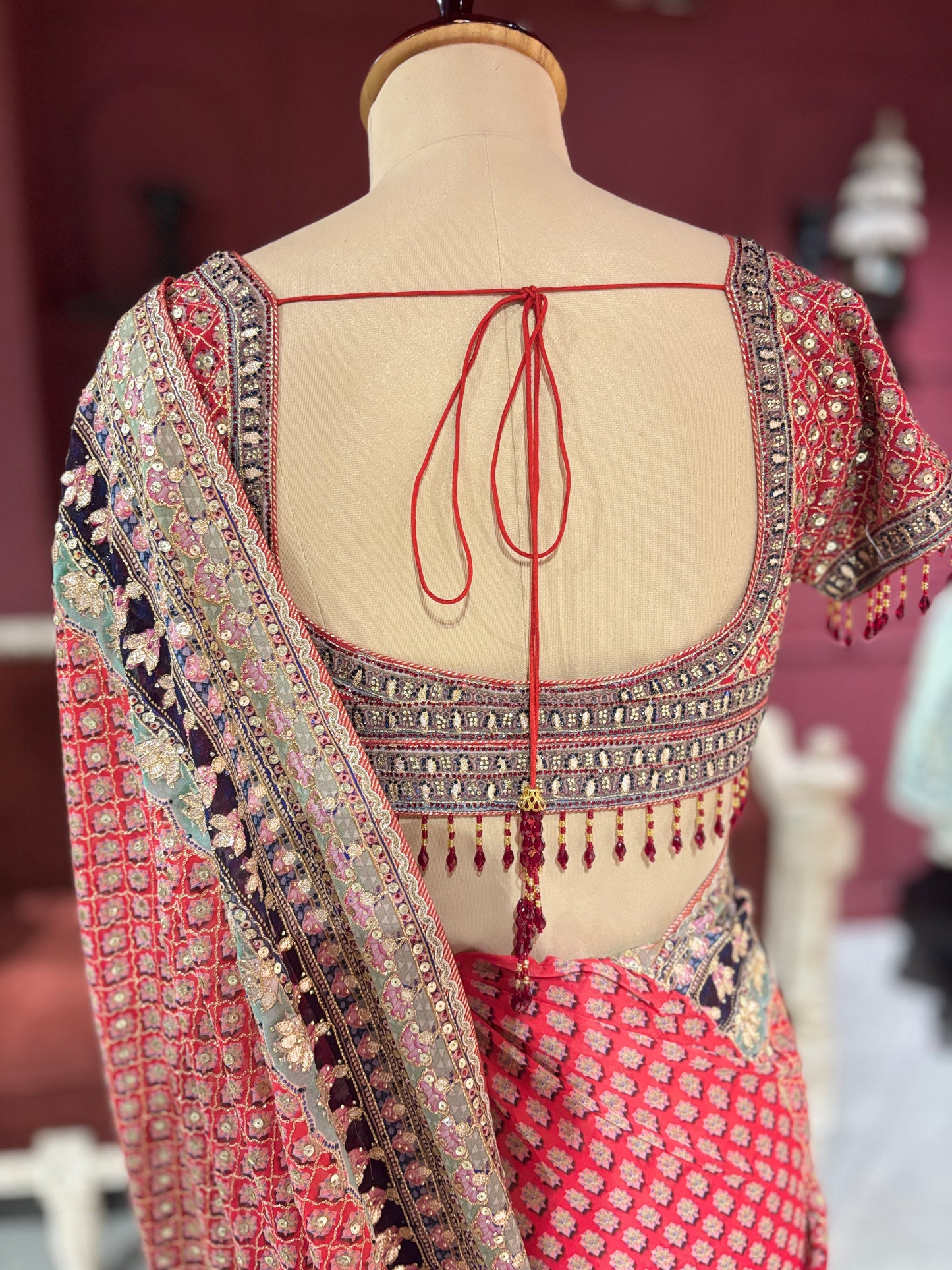 Designer Multi Colour Georgette Saree with Ornate Beadwork