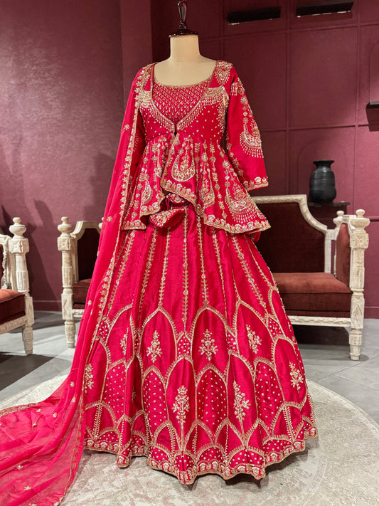 Rani Colour Silk Designer Lehenga With Jacket