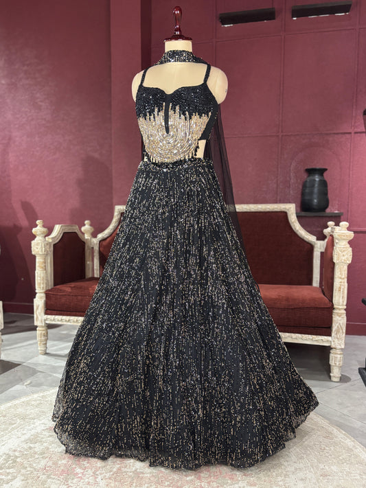 Grand Black Colour Designer Radiant Sequin Detailing Lehenga