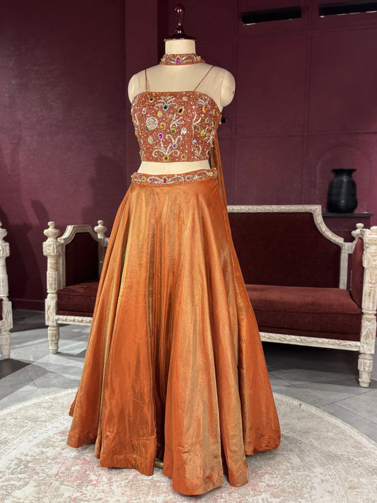 Grand Bronze Lehenga with Designer Embellished Blouse