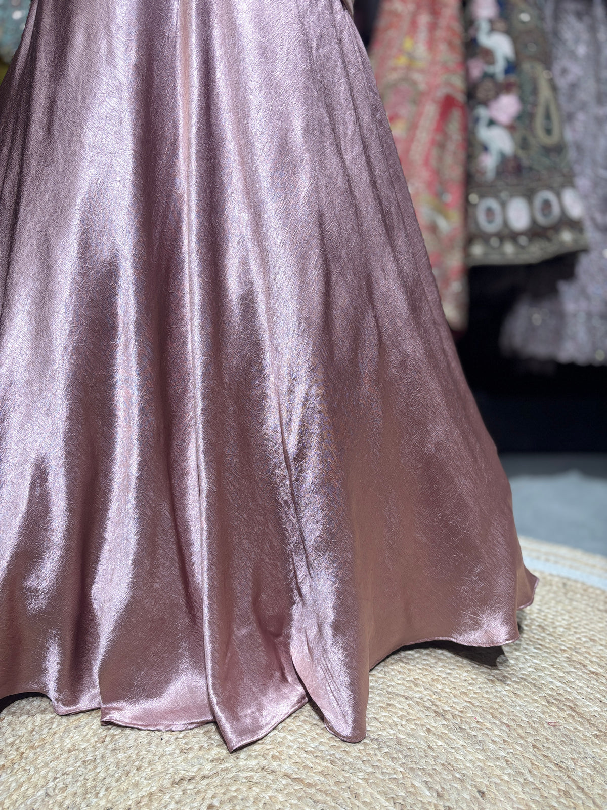 Baby Pink Lehenga with Embellished Blouse & Draped Dupatta