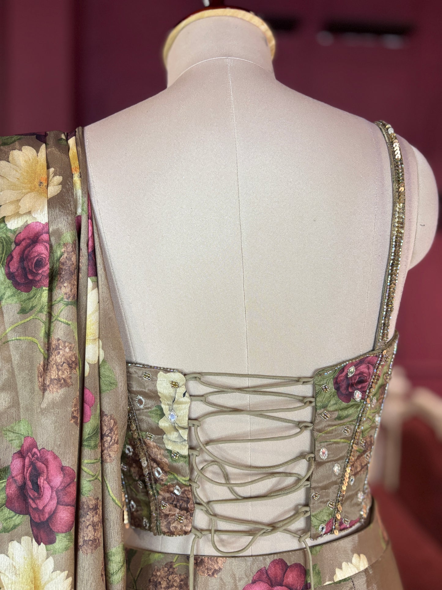 Multi Floral Designer Drape Saree with Floral Elegance