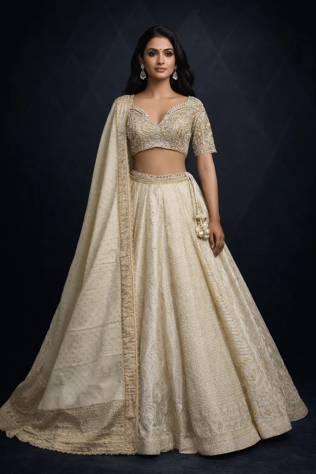 White Colour Bridal Lehenga for Elegant Wedding Look