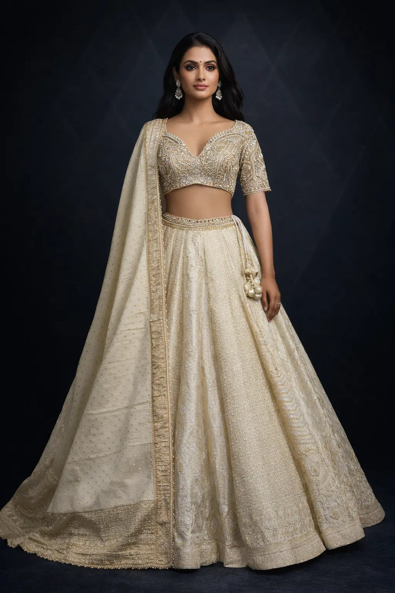 White Colour Bridal Lehenga for Elegant Wedding Look