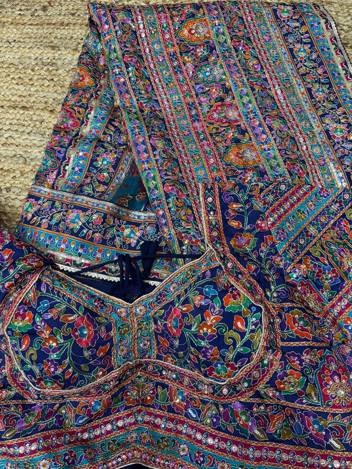 Royal Multicolor Floral Embroidered Designer Saree with Blouse