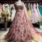 Blush Pink Floral Lehenga with Embellished Blouse & Sheer Dupatta