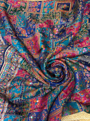 Royal Multicolor Floral Embroidered Designer Saree with Blouse